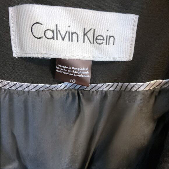 CALVIN KLEIN Blazer Jacket Women's Size 10 Black Lined Stretch 2 Buttons - Picture 2 of 10